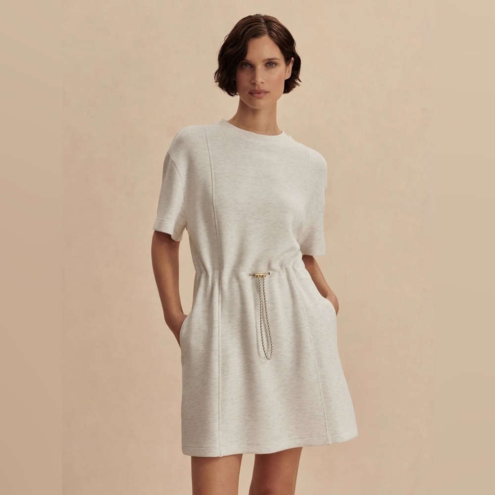 NWT new 2X plus Anthropologie Varley maple 2.0 short sleeve dress ivory marl